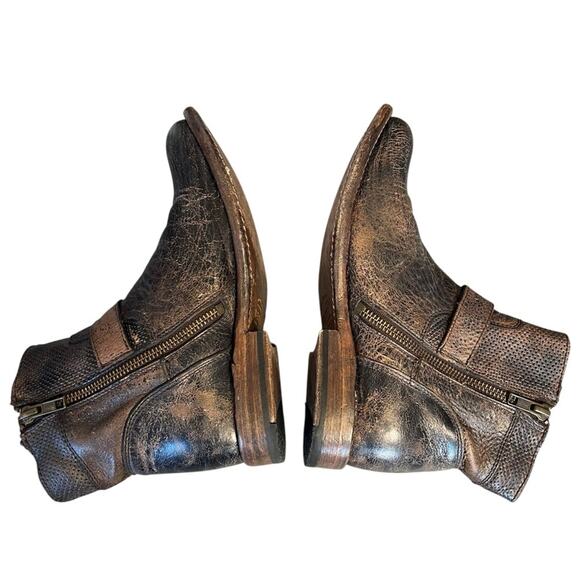 Bed Stu Women’s Sz 6 Black Lux Leather Round Toe Becca Side Zip Ankle Boot - Picture 11 of 12